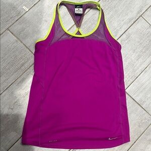 Hot pink Nike running shirt Yellow piping  Size small Dri Fit  Size Small